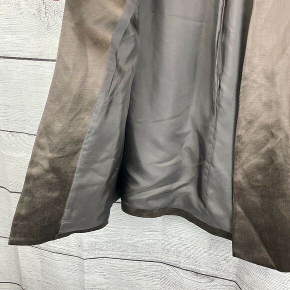Eileen Fisher Brown Organic Linen Silk Open Front Lined Jacket Blazer Size PM - Picture 6 of 10
